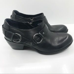 Born Black Leather Heel Booties